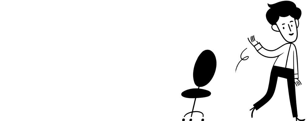 Una ilustración de una persona que deja su silla y se aleja
