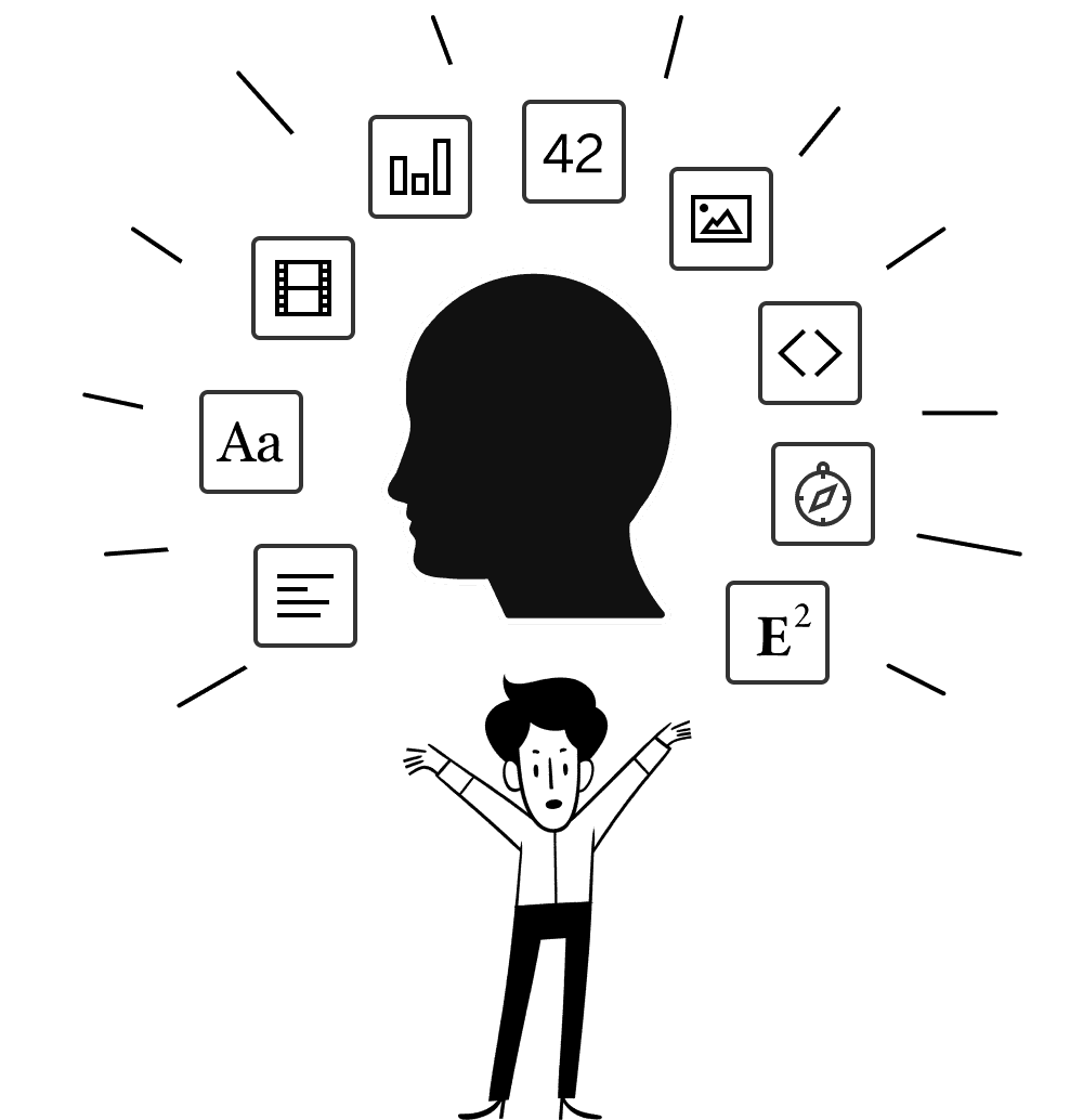 Una ilustración de una persona celebrando la creación de varios documentos