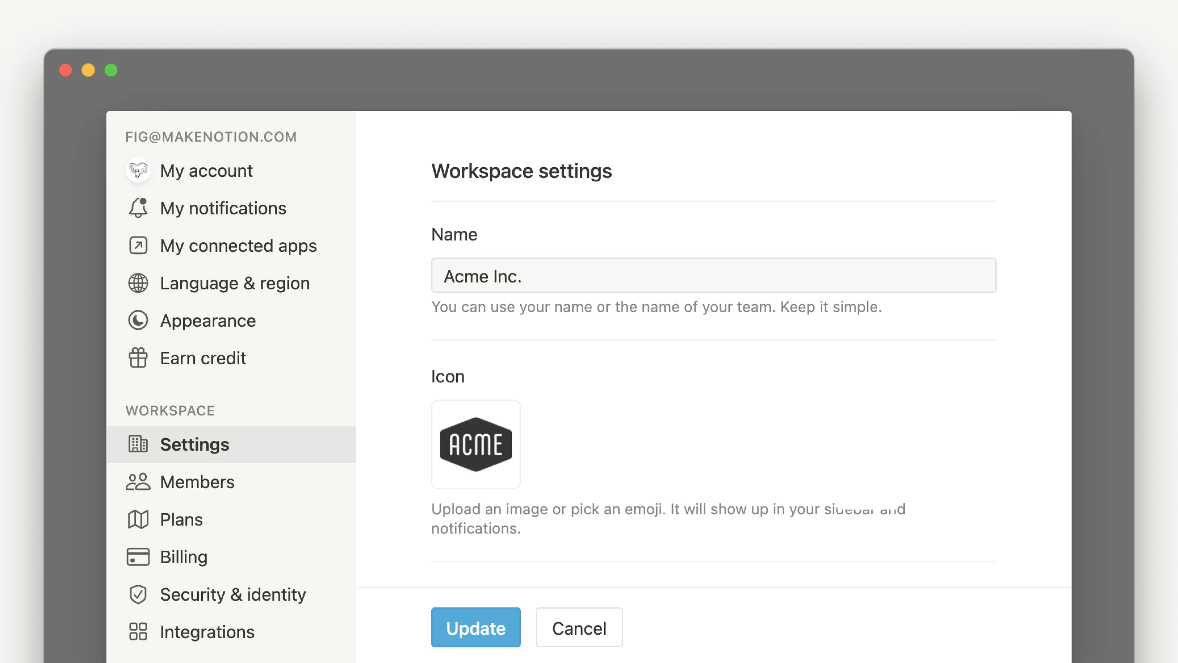 Workspace settings - hero