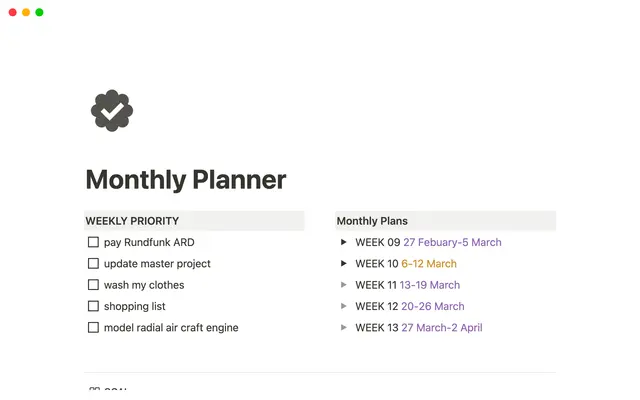 Monthly Planner